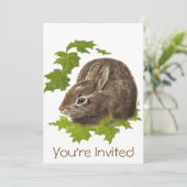かわいい水彩うさぎ誕生日パーティー招待状 招待状 (スタンド正面)