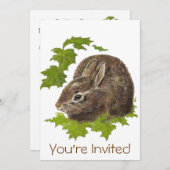 かわいい水彩うさぎ誕生日パーティー招待状 招待状 (正面/裏面)