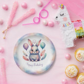 かわいい水彩うさぎ風船誕生日 ペーパープレート (パーティー)