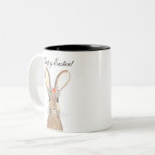 かわいい水彩うさぎ ばうんにー はあー イースター フラワーリ ツートーンマグカップ (正面左)