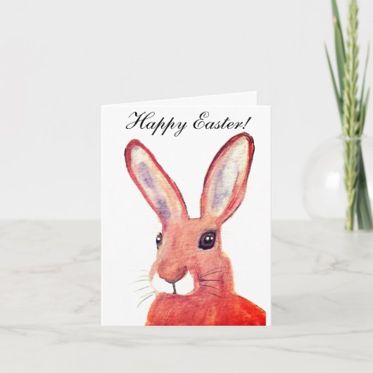 かわいい水彩うさぎ イースターユーモア サンキューカード (正面)