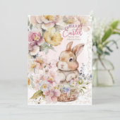 かわいい水彩うさぎ | 春の花 | フォト シーズンカード (スタンド正面)