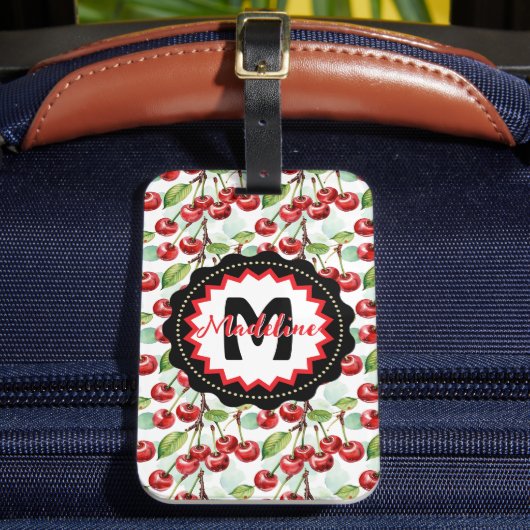 かわいい水彩さくらんぼパターパーソナライズされたン ラゲッジタグ (正面インサイチュ2)