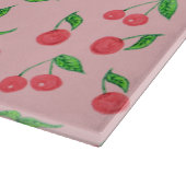 かわいい水彩さくらんぼブラック水玉模様模様 カッティングボード (角)