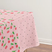 かわいい水彩さくらんぼブラック水玉模様模様 テーブルクロス (インサイチュ)