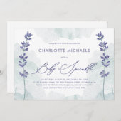 かわいい水彩と美しいスクリプトのベイビーシャワー 招待状 (正面/裏面)