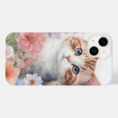 かわいい水彩ねこ 花柄 Case-Mate iPhoneケース (裏面 (横))