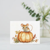 かわいい水彩ねずみハロウィンかぼちゃ ポストカード (スタンド正面)