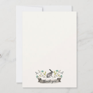 かわいい水彩のうさぎ（花） サンキューカード