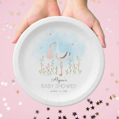 かわいい水彩のこうのとりベイビーシャワー ペーパープレート