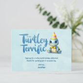 かわいい水彩のカメの子供の誕生日 サンキューカード (スタンド正面)