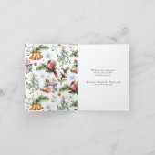 かわいい水彩のカーディナル鳥のクリスマス シーズンカード (内部)