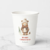 かわいい水彩のクマ メリークリスマス ホリデーパーティー 紙コップ (裏面)