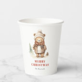 かわいい水彩のクマ メリークリスマス ホリデーパーティー 紙コップ (正面)