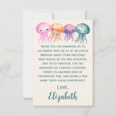 かわいい水彩のクラゲ 海の誕生日 サンキューカード (正面)