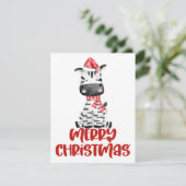かわいい水彩のシマウマ クリスマスカード (スタンド正面)
