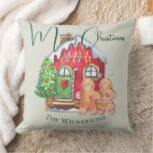 かわいい水彩のジンジャーブレッドの人々がサボン草の上で クッション (ブランケット)