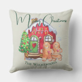 かわいい水彩のジンジャーブレッドの人々がサボン草の上で クッション (裏面)