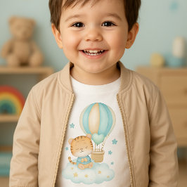 かわいい水彩のトラとバルーンの子供用Tシャツ トドラーTシャツ