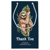 かわいい水彩のナマケモノ&トロピカル葉サンキュー スモールペーパーバッグ (裏面)