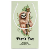 かわいい水彩のナマケモノ&トロピカル葉サンキュー スモールペーパーバッグ (裏面)