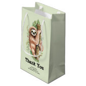 かわいい水彩のナマケモノ&トロピカル葉サンキュー スモールペーパーバッグ (裏面アングル)