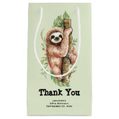 かわいい水彩のナマケモノ&トロピカル葉サンキュー スモールペーパーバッグ (正面)