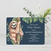 かわいい水彩のナマケモノ&トロピカル葉シャワー 招待状 (スタンド正面)