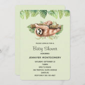 かわいい水彩のナマケモノ&トロピカル葉シャワー 招待状 (正面/裏面)