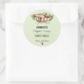 かわいい水彩のナマケモノ&トロピカル離れの石鹸 ラウンドシール (バッグ)