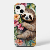 かわいい水彩のナマケモノ iPhoneケース (裏面)