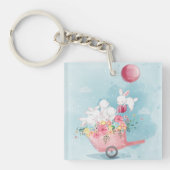 かわいい水彩のバンニーキーチェーン キーホルダー (正面)
