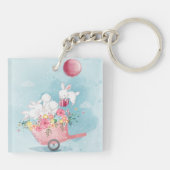 かわいい水彩のバンニーキーチェーン キーホルダー (裏面)