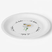 かわいい水彩のミツバチとデイジーのベビーシャワー ペーパープレート (アングル)