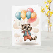 かわいい水彩のラッパーのコート風船 白 カード (黄色い花)