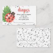 かわいい水彩のレディバグベビーシャワーおむつラッフル エンクロージャーカード (正面/裏面)