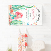 かわいい水彩の人魚が海の誕生日禁止 横断幕 (インサイチュ)