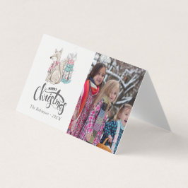 かわいい水彩の冬のキツネのクリスマス写真