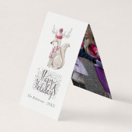 かわいい水彩の冬のキツネのクリスマス写真