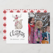 かわいい水彩の冬のキツネのクリスマス写真 シーズンカード (正面/裏面)