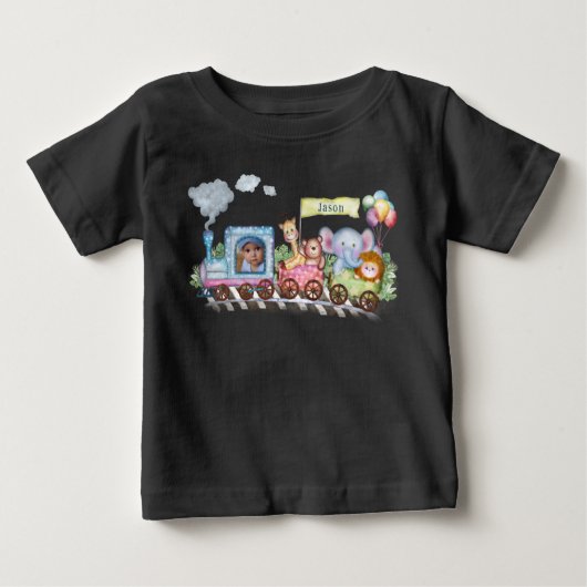 かわいい水彩の列車 ベビーTシャツ (正面)