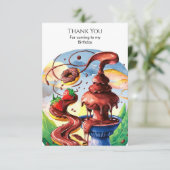 かわいい水彩の噴水チョコレート誕生日 サンキューカード (スタンド正面)