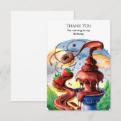 かわいい水彩の噴水チョコレート誕生日 サンキューカード (正面/裏面)