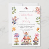かわいい水彩の妖精の庭の誕生日 招待状 (正面)
