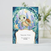 かわいい水彩の子供のカメの誕生日 サンキューカード (スタンド正面)