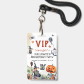 かわいい水彩の子供の誕生日ハロウィンVIP バッジ (正面（ネックストラップ付）)