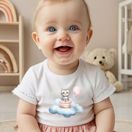 かわいい水彩の子猫の誕生日ベビーTシャツ トドラーTシャツ