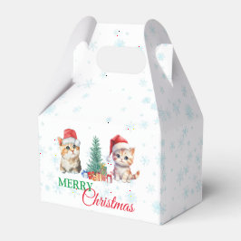かわいい水彩の子猫サンタクリスマスパーティーC フェイバーボックス