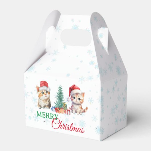 かわいい水彩の子猫サンタクリスマスパーティーC フェイバーボックス (正面サイド)