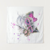 かわいい水彩の子猫 タペストリー (正面(横))